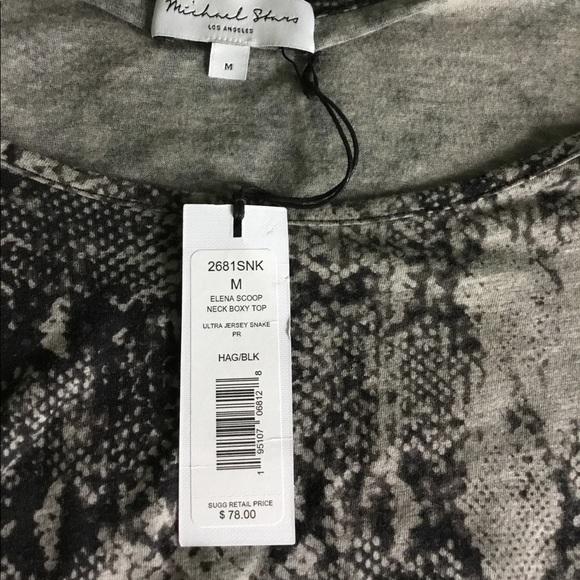 MICHAEL stars Snake print Soft boxy Loose fit T-shirt blouse Women's - Picture 6 of 11